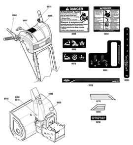 Decals Group Diagram and Parts List for 1696561-00-824LD 2015 Briggs and Stratton Snow Blower